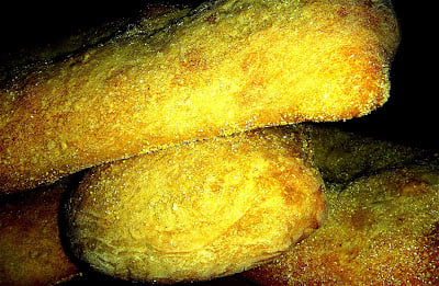 Ciabatta has a crisp crust, a soft porous interior and is light to the touch. The thin crusty exterior forms an ideal base to house heartier fillings such as roast beef, ham or grilled chicken breasts; and its soft interior absorbs spreads and sauces, without getting soggy—ciabatta holds up nicely under pulled pork, chicken parmesan and even hamburgers. // alexandracooks.com Ciabatta has a crisp crust, a soft porous interior and is light to the touch. The thin crusty exterior forms an ideal base to house heartier fillings such as roast beef, ham or grilled chicken breasts; and its soft interior absorbs spreads and sauces, without getting soggy—ciabatta holds up nicely under pulled pork, chicken parmesan and even hamburgers. // alexandracooks.com