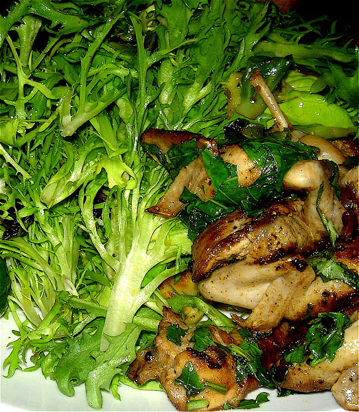 When balsamic caramel is paired with basil, as in this stir-fried quail dish, the combination is especially delicious. Here I’ve used sturdy frisée as the base for this salad, which loses much of its bitterness when wilted under the heat of the quail. Once in the pan, the quail takes no more than five minutes to cook making this elegant salad of wilted greens, goat cheese, toasted pine nuts and orange segments simple and easy to prepare. Enjoy! // alexandracooks.com When balsamic caramel is paired with basil, as in this stir-fried quail dish, the combination is especially delicious. Here I’ve used sturdy frisée as the base for this salad, which loses much of its bitterness when wilted under the heat of the quail. Once in the pan, the quail takes no more than five minutes to cook making this elegant salad of wilted greens, goat cheese, toasted pine nuts and orange segments simple and easy to prepare. Enjoy! // alexandracooks.com