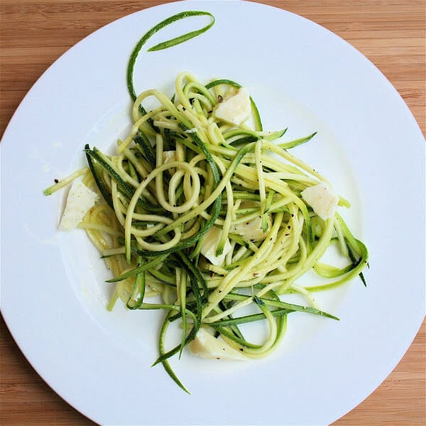 There's something about the combination of raw (or briefly blanched) and young (or thinly shaved) vegetables with Pecorino Romano cheese in this zucchini and Pecorino salad that I find irresistible. When fresh, these vegetables need little more than salt, pepper, olive oil and lemon juice — no cooking is necessary. // alexandracooks.com raw zucchini salad