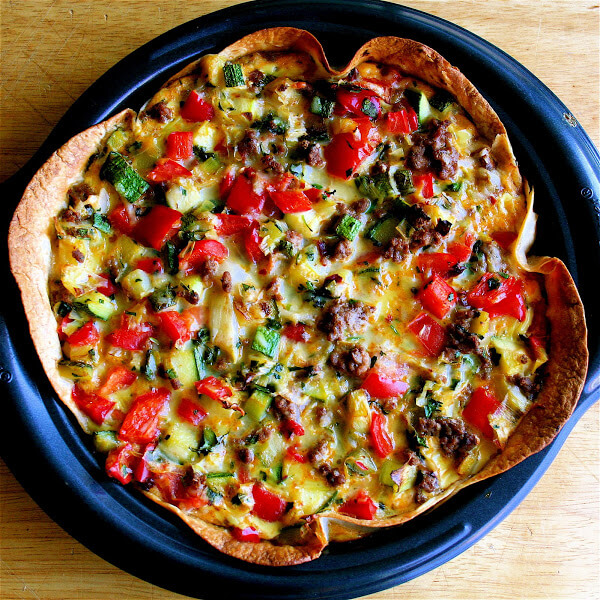 Looking for ways to use up those leftovers in the refrigerator? Try this simple tortilla quiche! // alexandracooks.com Looking for ways to use up those leftovers in the refrigerator? Try this simple tortilla quiche! // alexandracooks.com