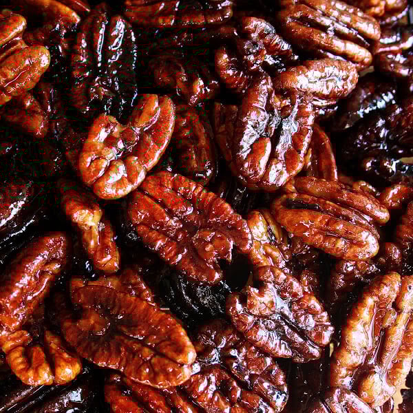 While not the simplest recipe to whip up — this recipe calls for blanching first, then deep-frying — these candied pecans are the crunchiest and most delicious I've ever tasted. // alexandracooks.com While not the simplest recipe to whip up — this recipe calls for blanching first, then deep-frying — these candied pecans are the crunchiest and most delicious I've ever tasted. // alexandracooks.com