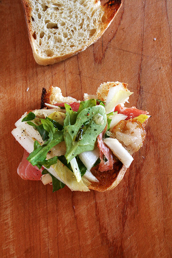 In this endive salad, a combination of salty ham, bitter endive, and topped with Manchego cheese, the pears add a perfect amount of sweetness. A tarragon-shallot vinaigrette, I find makes the perfect dressing for this simple salad. // alexandracooks.com In this endive salad, a combination of salty ham, bitter endive, and topped with Manchego cheese, the pears add a perfect amount of sweetness. A tarragon-shallot vinaigrette, I find makes the perfect dressing for this simple salad. // alexandracooks.com