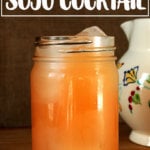 A glass filled with a grapefruit soju cocktail.