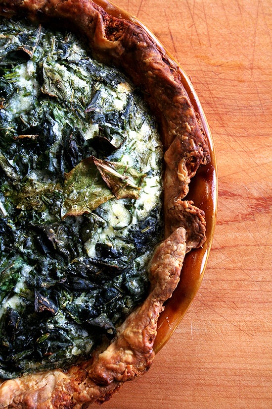 The custard, a ratio of 1 cup crème fraîche to 1 cup whole milk to 5 eggs, makes Tartine's Swiss chard quiche so fabulous. It's smooth with a slight tang and utterly delicious. // alexandracooks.com The custard, a ratio of 1 cup crème fraîche to 1 cup whole milk to 5 eggs, makes Tartine's Swiss chard quiche so fabulous. It's smooth with a slight tang and utterly delicious. // alexandracooks.com