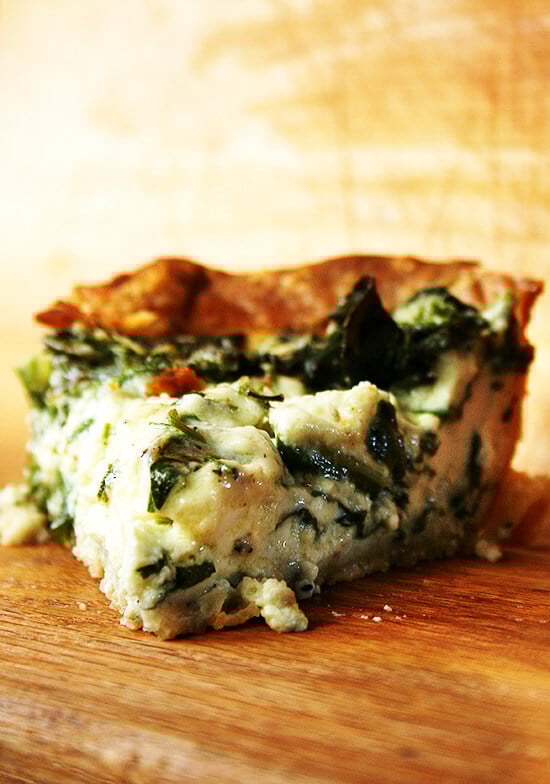 The custard, a ratio of 1 cup crème fraîche to 1 cup whole milk to 5 eggs, makes Tartine's Swiss chard quiche so fabulous. It's smooth with a slight tang and utterly delicious. // alexandracooks.com The custard, a ratio of 1 cup crème fraîche to 1 cup whole milk to 5 eggs, makes Tartine's Swiss chard quiche so fabulous. It's smooth with a slight tang and utterly delicious. // alexandracooks.com