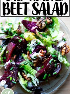 Salt-roasted beet salad on a plate.