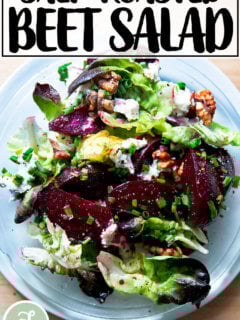 Salt-roasted beet salad on a plate.