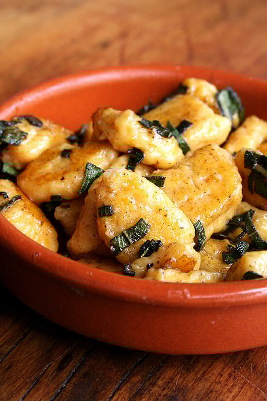 Lidia Bastianich's recipe for homemade butternut squash gnocchi, made from potatoes and butternut squash, is delectable and deeply satisfying! // alexandracooks.com Lidia Bastianich's recipe for homemade butternut squash gnocchi, made from potatoes and butternut squash, is delectable and deeply satisfying! // alexandracooks.com