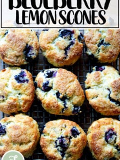 Just baked blueberry scones on a sheet pan.