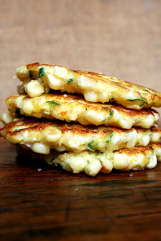 These crispy corn fritters are simply irresistible. I served them aside broiled fish but I love the idea of making them the star of the meal, serving them with a simple salad tossed in a citrus vinaigrette. // alexandracooks.com These crispy corn fritters are simply irresistible. I served them aside broiled fish but I love the idea of making them the star of the meal, serving them with a simple salad tossed in a citrus vinaigrette. // alexandracooks.com