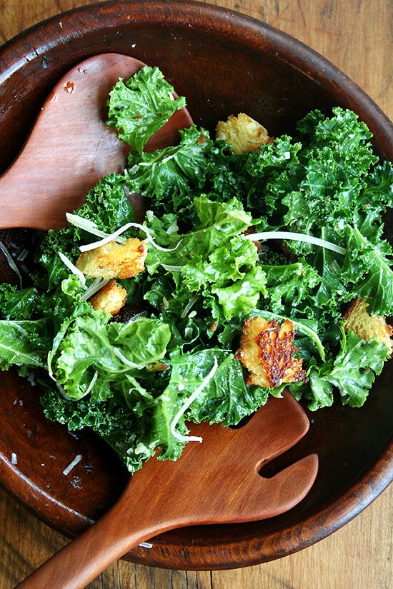 kale caesar salad with brioche croutons kale caesar salad with brioche croutons