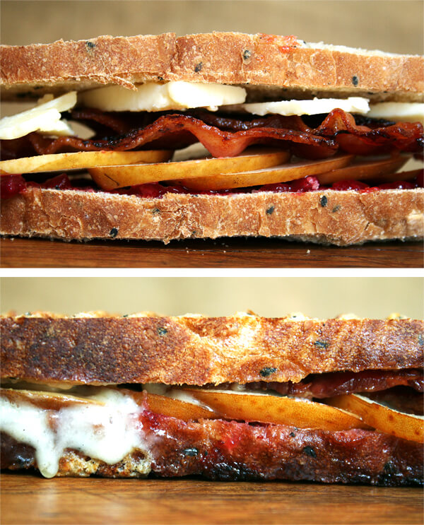 This panini offers a double pairing of sweet and salty — jam and bacon, cheddar and pear — and makes every bite worth savoring. I find the combination irresistible and even served these at a little dinner party. Casual is the new cool, right? It was fun, and at the very least, a lovely way to welcome fall. // alexandracooks.com This panini offers a double pairing of sweet and salty — jam and bacon, cheddar and pear — and makes every bite worth savoring. I find the combination irresistible and even served these at a little dinner party. Casual is the new cool, right? It was fun, and at the very least, a lovely way to welcome fall. // alexandracooks.com