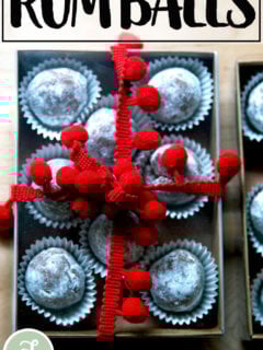 Homemade rum balls, ready to be gifted for the holidays.