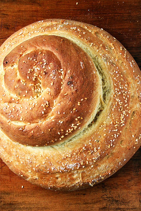 Olive oil makes this semolina bread super moist, but it's the presence of semolina flour, an ingredient I am only just discovering, that gives this bread such a unique texture and flavor. The owner of Macrina Bakery, Leslie Mackie, to whom we can thank for this creation, says it best: "Semolina flour gives the bread a hearty texture but also a kind of creamy, almost corn-like flavor." A salty, crusty exterior moreover makes the bread irresistible. // alexandracooks.com Olive oil makes this semolina bread super moist, but it's the presence of semolina flour, an ingredient I am only just discovering, that gives this bread such a unique texture and flavor. The owner of Macrina Bakery, Leslie Mackie, to whom we can thank for this creation, says it best: "Semolina flour gives the bread a hearty texture but also a kind of creamy, almost corn-like flavor." A salty, crusty exterior moreover makes the bread irresistible. // alexandracooks.com