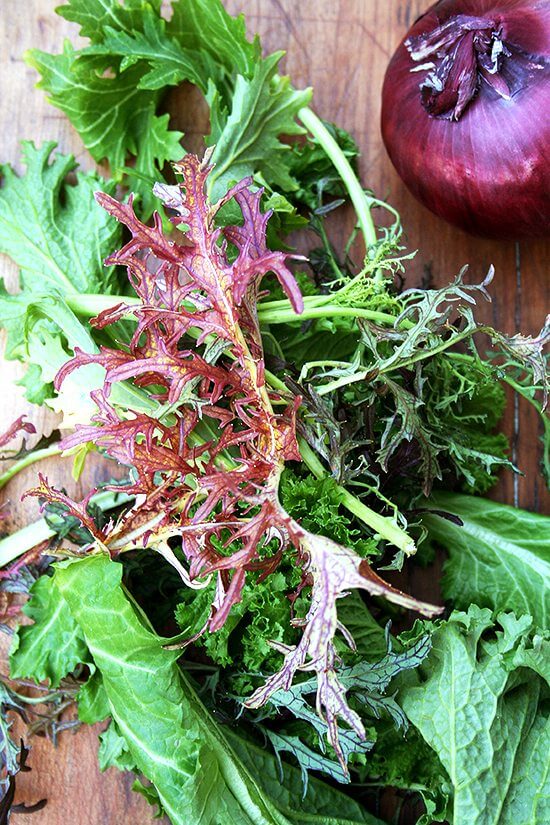 Asian mix Asian mixed greens from a CSA delivery.