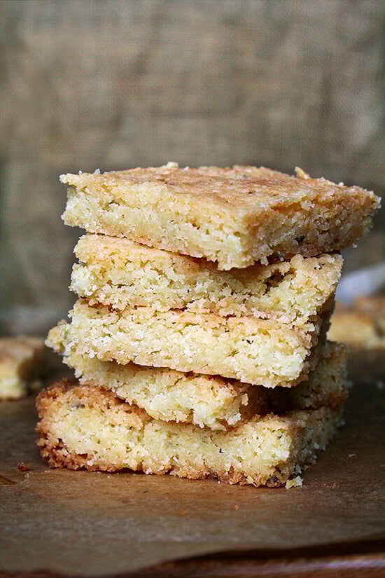 This shortbread continues to be one of my favorite foods on the planet. This variation, made with lemon zest and lemon juice, is perfect for spring and could be made gluten-free with C4C flour or your favorite gluten-free mix. // alexandracooks.com This shortbread continues to be one of my favorite foods on the planet. This variation, made with lemon zest and lemon juice, is perfect for spring and could be made gluten-free with C4C flour or your favorite gluten-free mix. // alexandracooks.com
