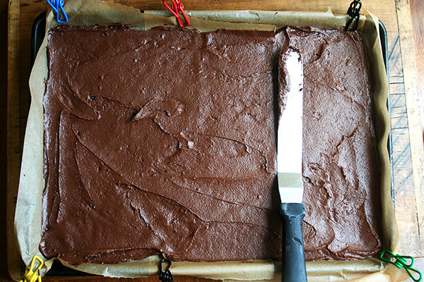 batter spread in pan batter spread in pan