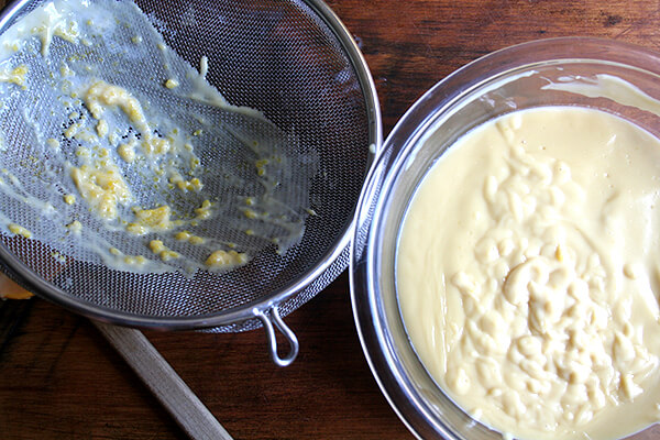 straining the custard straining the custard