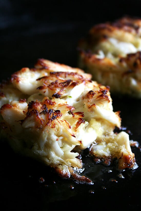 Broiled, lightly seasoned, meaty, Dockside crabcakes embody everything I hope for in a crabcake. Because the cakes are broiled, the cakes can (and should) be delicately and loosely formed. A nearly falling-apart crab cake will ensure that the mayonnaise and panko (or pulverized Saltines or bread crumbs or whatever you are using) are doing their job as binders but nothing more. // alexandracooks.com Broiled, lightly seasoned, meaty, Dockside crabcakes embody everything I hope for in a crabcake. Because the cakes are broiled, the cakes can (and should) be delicately and loosely formed. A nearly falling-apart crab cake will ensure that the mayonnaise and panko (or pulverized Saltines or bread crumbs or whatever you are using) are doing their job as binders but nothing more. // alexandracooks.com