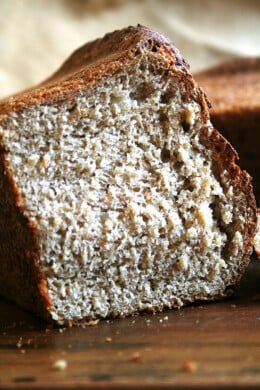 This no-knead oatmeal bread is a cinch to prepare — true to the title, no kneading is involved — and the bread, chewy in texture and slightly sweet, is just straight-up delicious, a treat to have on hand. // alexandracooks.com