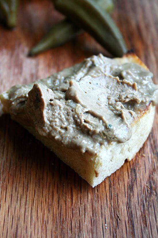 The pickled okra and pâté served at Bistro Bethem had us taken. Okra pickles beautifully and complements pâté wonderfully. This pâté, a recipe from Tartine Bread, is simple to prepare and is incredibly delicious, especially for the effort. The layer of cognac butter that gilds the top certainly doesn't hurt. // alexandracooks.com The pickled okra and pâté served at Bistro Bethem had us taken. Okra pickles beautifully and complements pâté wonderfully. This pâté, a recipe from Tartine Bread, is simple to prepare and is incredibly delicious, especially for the effort. The layer of cognac butter that gilds the top certainly doesn't hurt. // alexandracooks.com