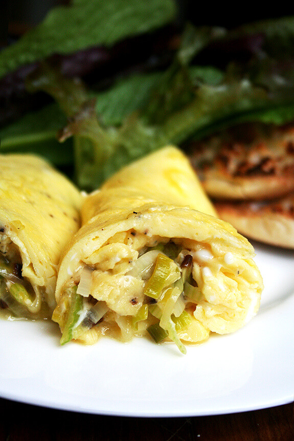 This goat cheese omelet is perfection: perfectly golden with a soft center melting with sweet leeks and tangy goat cheese. // alexandracooks.com This goat cheese omelet is perfection: perfectly golden with a soft center melting with sweet leeks and tangy goat cheese. // alexandracooks.com