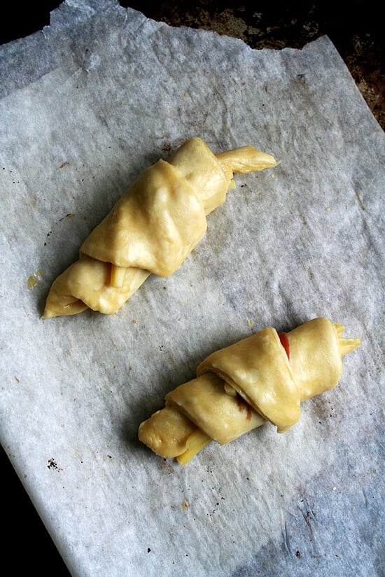 rolled croissants after 18 hours in the fridge