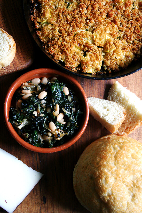 This summer squash gratin couldn't be simpler to throw together, and unlike so many gratins, this one is not laden with cream and cheese. You also can't mess it up. The layer of vegetables can be thin or thick. There's no perfect ratio of squash to topping. This dish is rustic. It's fast. It's easy. Go wild. // alexandracooks.com This summer squash gratin couldn't be simpler to throw together, and unlike so many gratins, this one is not laden with cream and cheese. You also can't mess it up. The layer of vegetables can be thin or thick. There's no perfect ratio of squash to topping. This dish is rustic. It's fast. It's easy. Go wild. // alexandracooks.com