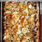 Potato gratin in 9x13-inch baking dish.