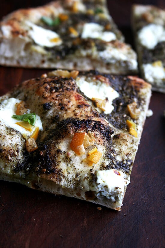 Preserved lemons work nicely anywhere lemon and salt work nicely — so, everywhere? — and while there is something about the combination of smoked mozzarella and lemon that just can't be beat, this preserved lemon pizza is a fun combination, too: za'atar with olive oil, fresh ricotta, preserved lemon and basil. // alexandracooks.com Preserved lemons work nicely anywhere lemon and salt work nicely — so, everywhere? — and while there is something about the combination of smoked mozzarella and lemon that just can't be beat, this preserved lemon pizza is a fun combination, too: za'atar with olive oil, fresh ricotta, preserved lemon and basil. // alexandracooks.com