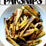 A bowl of roasted parsnips with chile-honey butter.