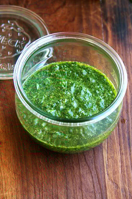 mint sauce in jar