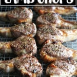 Broiled lamb chops with mint sauce.