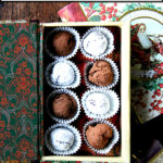 Boozy chocolate truffles in a box.
