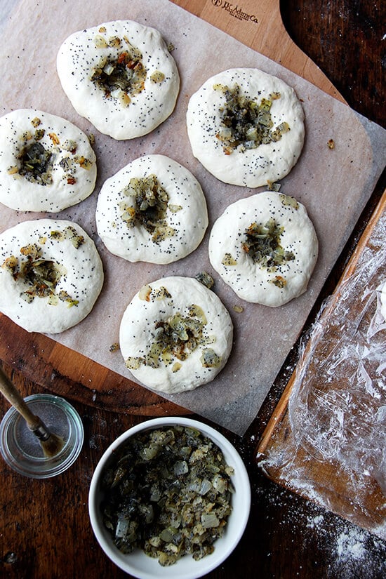 Bialys ready for the oven.