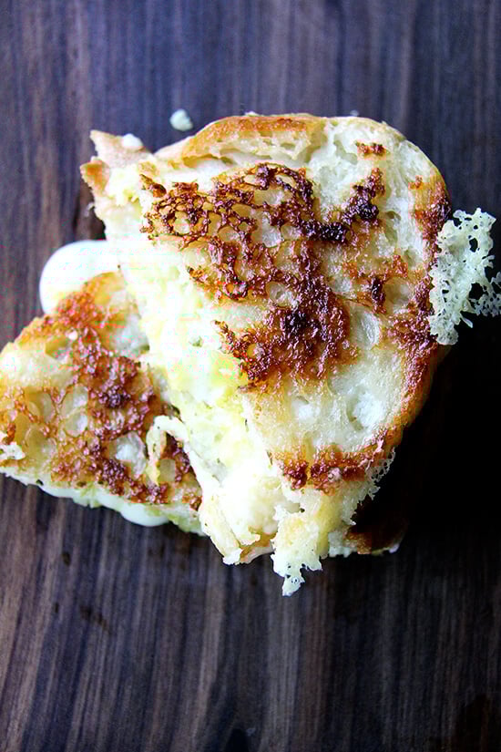 Wisconsin smoked gouda, with its nutty, buttery intensity, is one that can hold its own against this flavorful chutney, and the two make a great match in this smoked gouda grilled cheese sandwich. Here I’ve used one of my favorite techniques for making grilled cheese sandwiches. The technique calls for browning one surface of each slice of bread on the stovetop, tops each untoasted half with cheese, then finishes the melting process in the oven. // alexandracooks.com Wisconsin smoked gouda, with its nutty, buttery intensity, is one that can hold its own against this flavorful chutney, and the two make a great match in this smoked gouda grilled cheese sandwich. Here I’ve used one of my favorite techniques for making grilled cheese sandwiches. The technique calls for browning one surface of each slice of bread on the stovetop, tops each untoasted half with cheese, then finishes the melting process in the oven. // alexandracooks.com