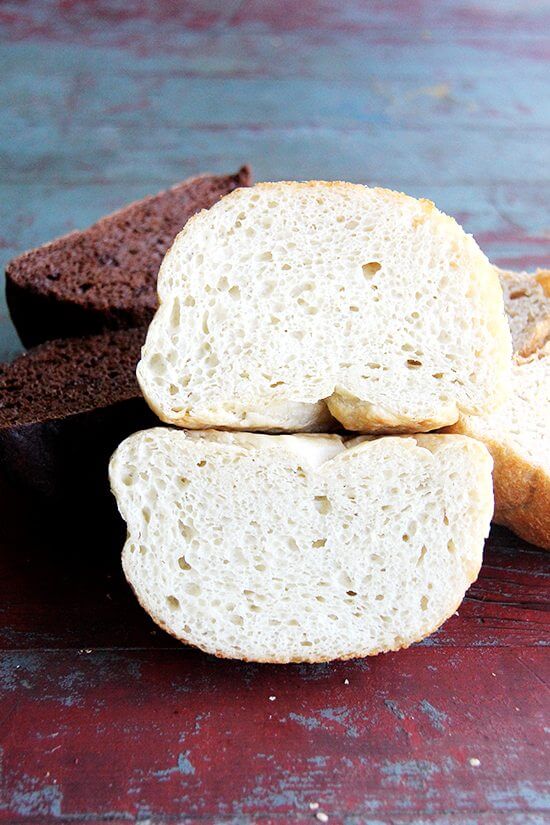 peasant bread, halved