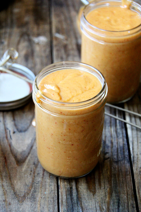 I love this peanut sauce, one I have made a number of times over the years, for its versatility: for chicken satay, lettuce wraps, and fresh spring rolls. It, along with copious amounts of Thai basil, even transforms tofu. // alexandracooks.com I love this peanut sauce, one I have made a number of times over the years, for its versatility: for chicken satay, lettuce wraps, and fresh spring rolls. It, along with copious amounts of Thai basil, even transforms tofu. // alexandracooks.com
