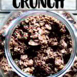 A jar of homemade cocoa crunch.