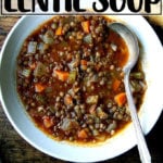 A bowl of lentil soup.