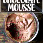 A bowl of vegan chocolate mousse made with aquafaba.