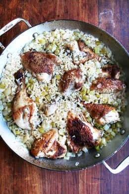 Canal House chicken and rice is miraculous foremost for its reception — we ALL gobble it up — but also for its simplicity: it's a one-pot wonder calling for nothing more than butter, one onion, a few stalks of celery, one chicken, rice and water. // alexandracooks.com