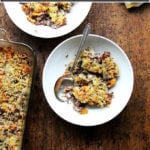 Roasted butternut squash and onion quinoa bake.