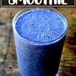 Blueberry-almond smoothie in a glass.