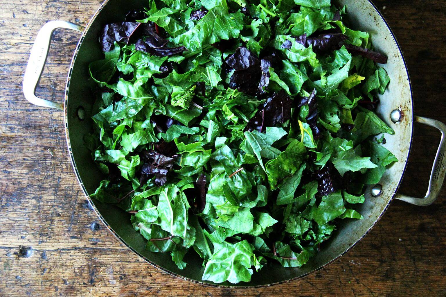 a pan of Swiss chard