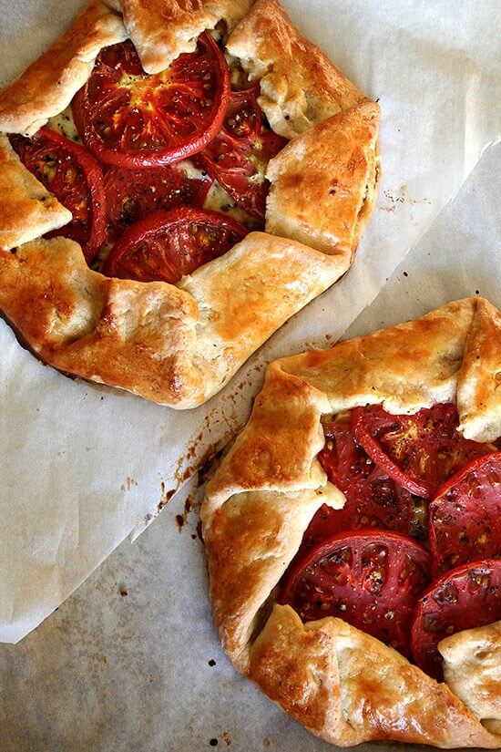 Tomato galette with corn and gruyere.