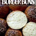 Halved Brioche buns on a board.