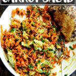 A bowl of Moroccan Carrot Salad with Avocado.