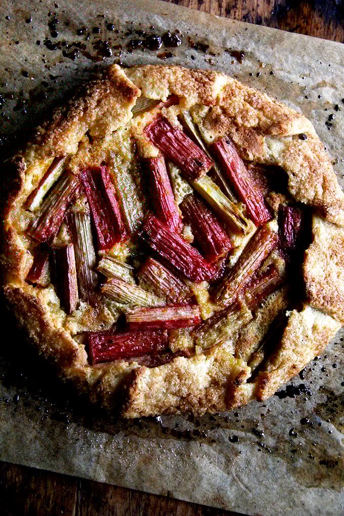 A just baked rhubarb galette.