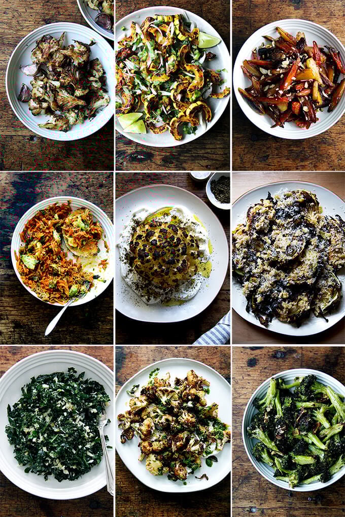 A montage of vegetable side dish images.